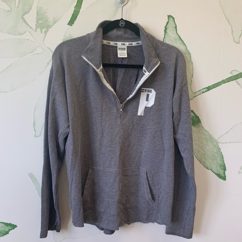 Gray quarter zip Pink sweatshirt!!